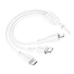 USB кабель Borofone BX66 Apple iPhone SE 2022 / iPhone 14 Pro Max / iPhone 14 Plus / iPhone 14 Pro / iPhone 14 / iPhone 13 Pro / iPhone 13 Mini / iPhone 13 / iPhone 13 Pro Max / iPhone 12 Mini, Lightning, Type-C, MicroUSB, 1.0 м., Белый
