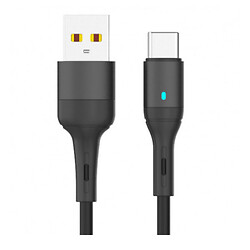 USB кабель SkyDolphin S06T LED Smart Power, Type-C, 1.0 м., Черный