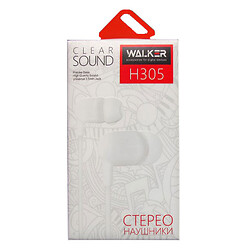 Наушники WALKER H305 +mic white, С микрофоном, Белый
