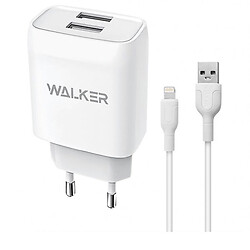 СЗУ Walker WH-31 Apple iPhone SE 2022 / iPhone 14 Pro Max / iPhone 14 Plus / iPhone 14 Pro / iPhone 14 / iPhone 13 Pro / iPhone 13 Mini / iPhone 13 / iPhone 13 Pro Max / iPhone 12 Mini / iPhone 12 Pro Max, С кабелем, Lightning, 2.1 A, Белый