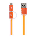 USB кабель Remax Aurora 2 в 1, original, оранжевый, microUSB, Lightning