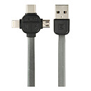 USB кабель Remax Lesu RC-066th 3 в 1, original, черный, microUSB, Type-C, Lightning