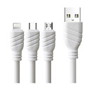 USB кабель Awei CL-986 3 в 1, белый, microUSB, Type-C, Lightning
