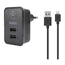 СЗУ BELKIN BK053E, с кабелем, черный, Lightning, 2.1 A