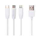 USB кабель Hoco X1 Rapid 3 в 1, microUSB, Type-C, Lightning, 1 м., білий
