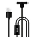 USB кабель Hoco X12 One Pull Two Magnetic 2 в 1, черный, microUSB, Lightning, 1.2 м.