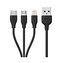 USB кабель Remax Suda RC-109th 3 в 1, original, черный, microUSB, Type-C, Lightning, 1.0 м.