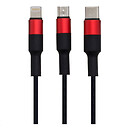 USB кабель Hoco X26 Xpress Charging 3 в 1, Lightning, Type-C, microUSB, чорний