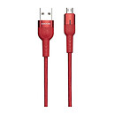 USB кабель Borofone BU17 Starlight, microUSB, красный, 1.2 м.