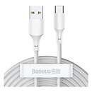 USB кабель Baseus TZCATZJ-02 Simple Wisdom Data Cable Kit, Type-C, белый, 1.5 м.