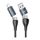 USB кабель Remax RC-164 4 в 1, Type-C, original, Lightning, 1.0 м., черный