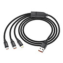 USB кабель Hoco U104, microUSB, Type-C, Lightning, черный