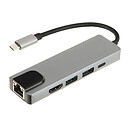 USB Hub BYL-2007 Metal 5 в 1, сірий