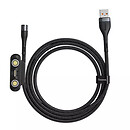 USB кабель Baseus CA1T3-AG1 Zinc Magnetic Safe, microUSB, Type-C, Lightning, 1.0 м., серый