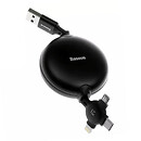 USB кабель Baseus CAMLT-AZY01, microUSB, Type-C, Lightning, 1.05 м., черный