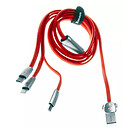 USB кабель Baseus CAMLT-FW09, microUSB, Type-C, Lightning, 1.2 м., красный