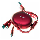 USB кабель Baseus CAMLT-ZY09, microUSB, Type-C, Lightning, 1.2 м., красный