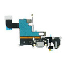 Шлейф Apple iPhone 6, серый, с разъемом на зарядку, с разъемом на наушники, с микрофоном