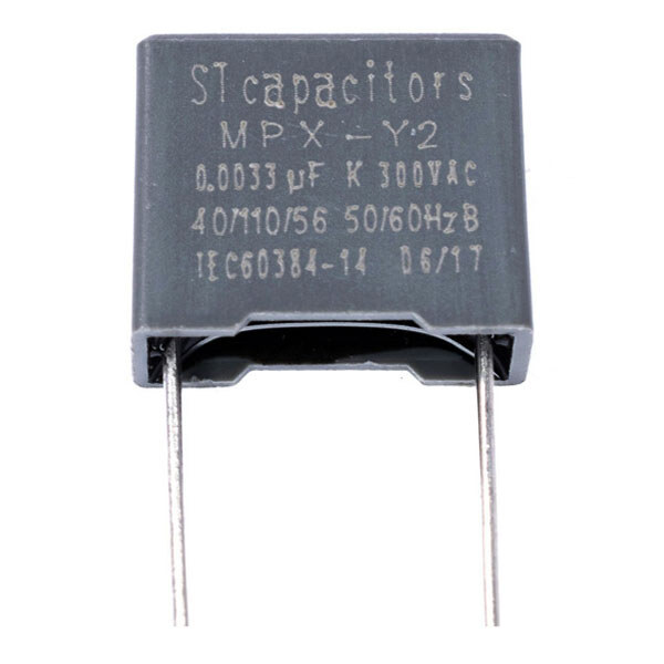 Конденсатор пленочный MPX(class Y2) 3,3nF 300VAC K(+/-10%), P=10mm, 5x11x13mm (Y2332K3DL10(C2-1) -Stcapasitor) - № 1 Конденсатор пленочный MPX(class Y2) 3,3nF 300VAC K(+/-10%), P=10mm, 5x11x13mm (Y2332K3DL10(C2-1) -Stcapasitor) - № 1