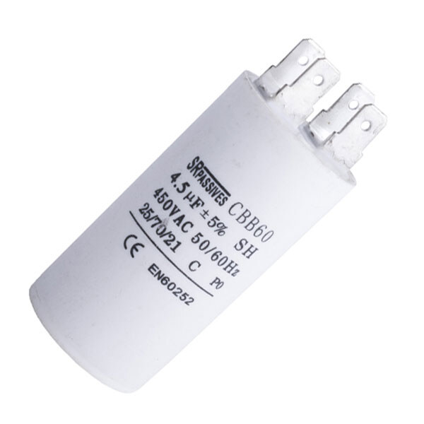 Конденсатор пленочный 4,5uF, 450V, 35x60mm, -2570°C, ±5%, 3000h (CBB60A-4.5/450-SR PASSIVES) - № 1 Конденсатор пленочный 4,5uF, 450V, 35x60mm, -2570°C, ±5%, 3000h (CBB60A-4.5/450-SR PASSIVES) - № 1