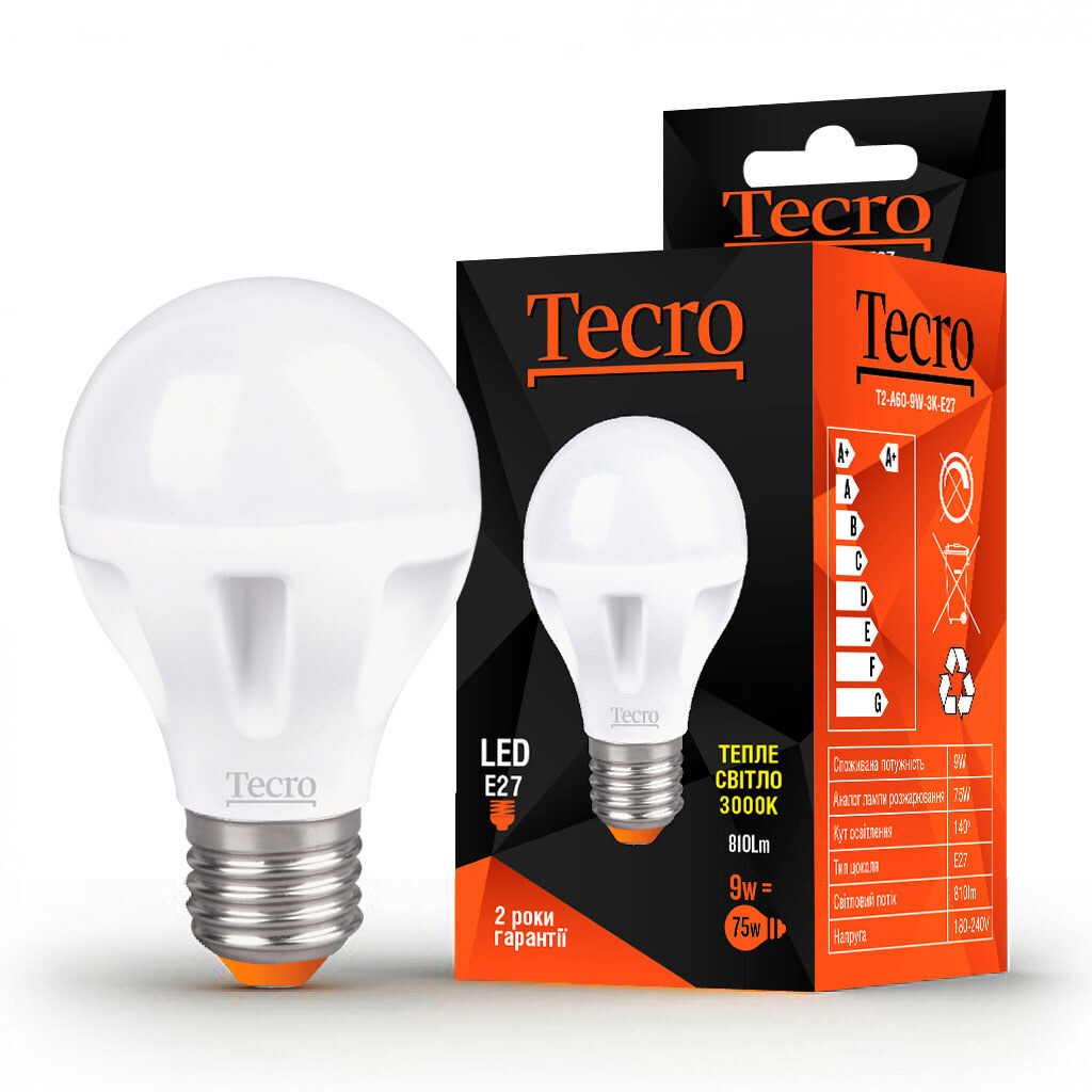 LED лампа Tecro T2-A60, Белый – купить по цене 145 грн в Киеве и ...
