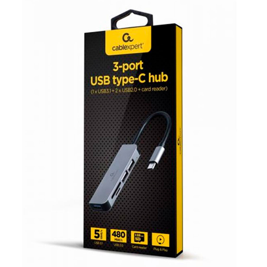USB Hub Cablexpert UHB-CM-CRU3P1U2P2-01, Сірий - № 2 USB Hub Cablexpert UHB-CM-CRU3P1U2P2-01, Сірий - № 2