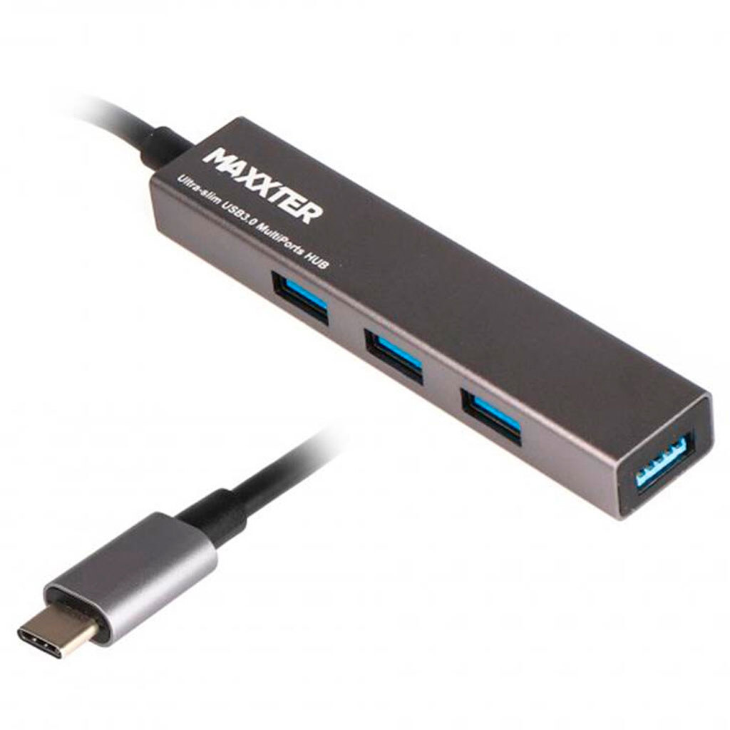 USB Hub Maxxter HU3C-4P-02, Сірий - № 1 USB Hub Maxxter HU3C-4P-02, Сірий - № 1