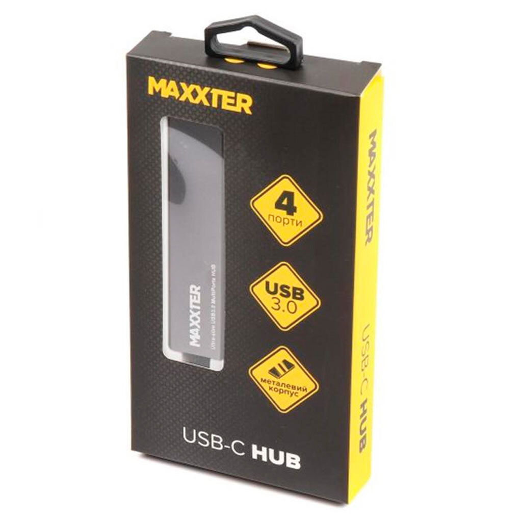 USB Hub Maxxter HU3C-4P-02, Сірий - № 3 USB Hub Maxxter HU3C-4P-02, Сірий - № 3