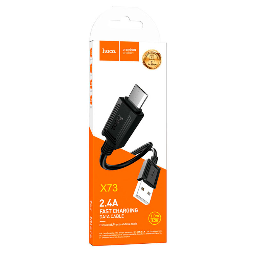 USB кабель Hoco X73, MicroUSB, 1.0 м., Черный - № 4 USB кабель Hoco X73, MicroUSB, 1.0 м., Черный - № 4