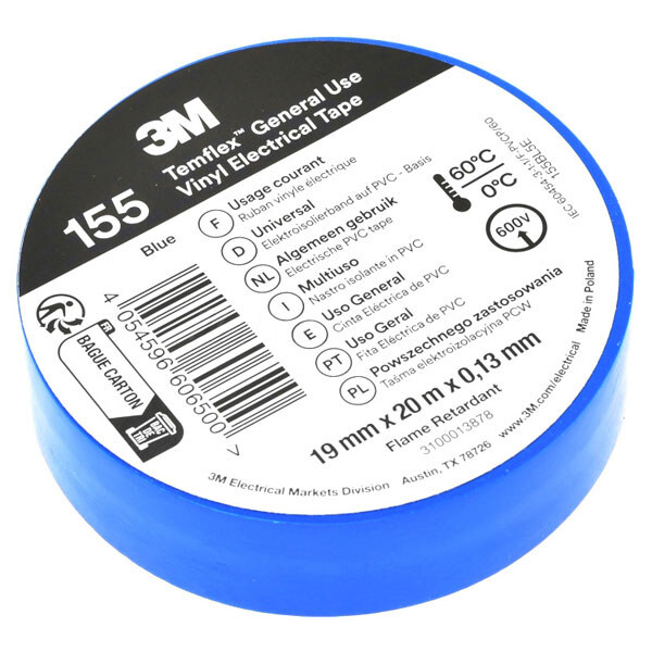 Ізолента 3М 155 TEMFLEX 19мм/20м, блакитна, 20.0 м., 19 мм., Блакитний - № 1 Ізолента 3М 155 TEMFLEX 19мм/20м, блакитна, 20.0 м., 19 мм., Блакитний - № 1