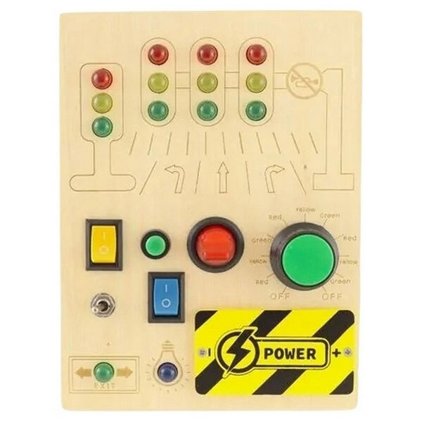 Детская игрушка деревянная Бизиборд с переключателем - № 1 Детская игрушка деревянная Бизиборд с переключателем - № 1