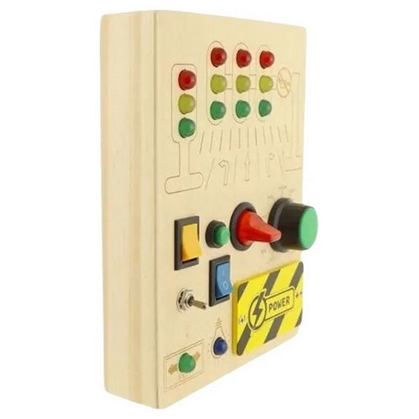 Детская игрушка деревянная Бизиборд с переключателем - № 2 Детская игрушка деревянная Бизиборд с переключателем - № 2
