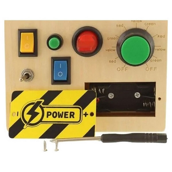 Детская игрушка деревянная Бизиборд с переключателем - № 3 Детская игрушка деревянная Бизиборд с переключателем - № 3