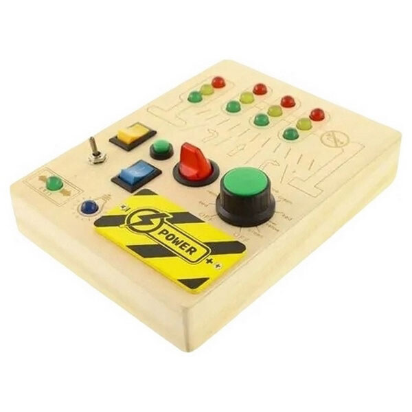 Детская игрушка деревянная Бизиборд с переключателем - № 4 Детская игрушка деревянная Бизиборд с переключателем - № 4