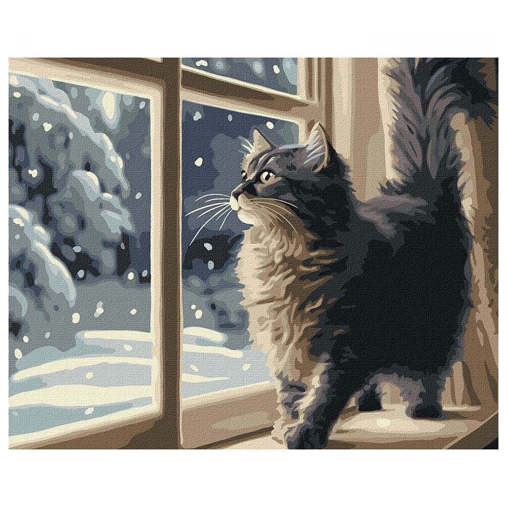 Набір для розпису по номерах "Снігопад за вікном", 40х50см, Ідейка - № 1 Набір для розпису по номерах "Снігопад за вікном", 40х50см, Ідейка - № 1