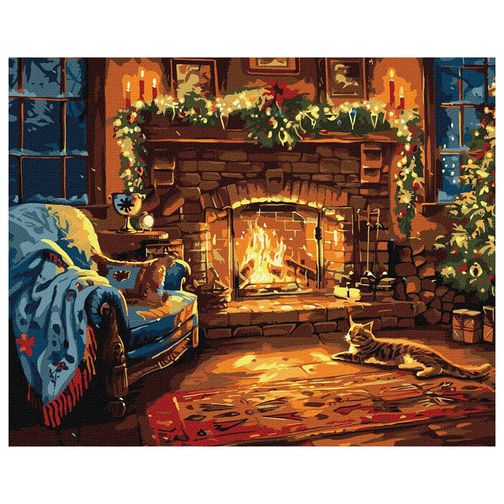 Набор для росписи по номерам "Праздничный камин", 40х50 см, Ідейка - № 1 Набор для росписи по номерам "Праздничный камин", 40х50 см, Ідейка - № 1