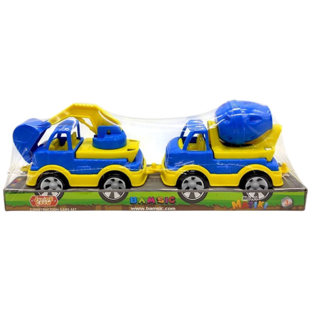 Набір машинок "Mini Matiki": бетонозмішувач, екскаватор, Bamsic - № 1 Набір машинок "Mini Matiki": бетонозмішувач, екскаватор, Bamsic - № 1