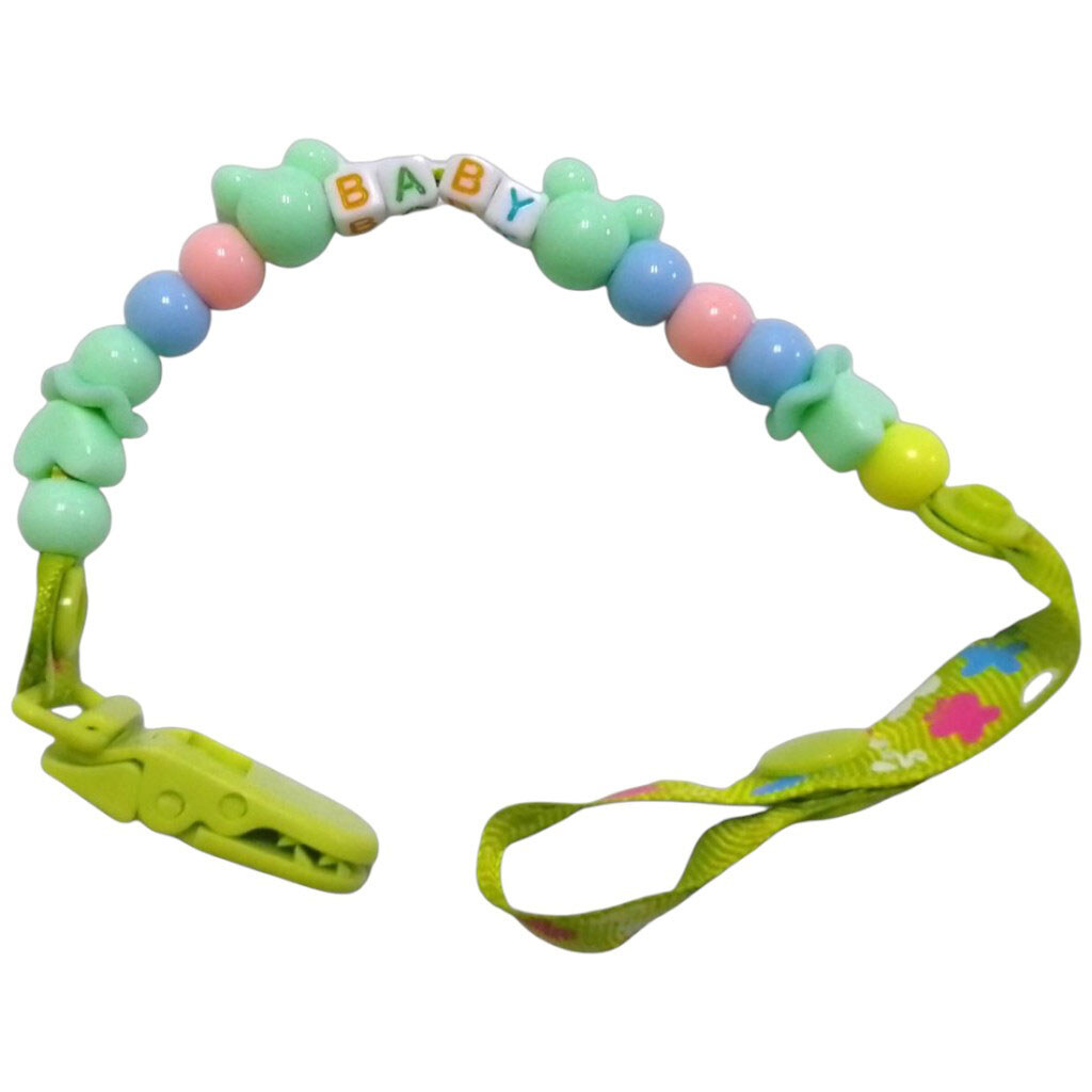 Клипса для пустышки с бусинами, Mega Zayka - № 1 Клипса для пустышки с бусинами, Mega Zayka - № 1