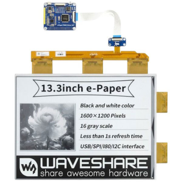 E-Ink 13.3" дисплей 1600х1200 з шилдом для Raspberry Pi - № 1 E-Ink 13.3" дисплей 1600х1200 з шилдом для Raspberry Pi - № 1