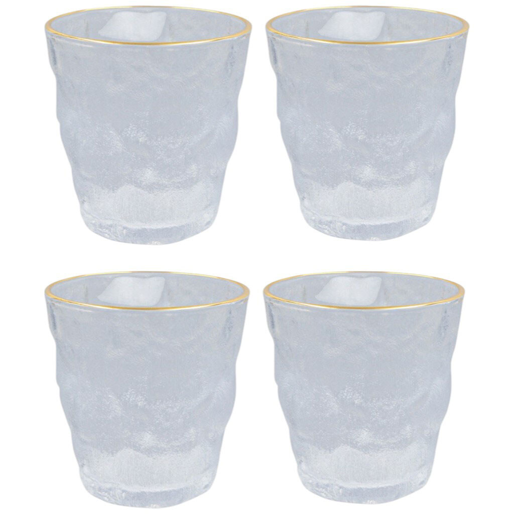 Набір стаканів скляних низьких із золотистою окантовкою, 270 мл х 4 шт - № 1 Набір стаканів скляних низьких із золотистою окантовкою, 270 мл х 4 шт - № 1