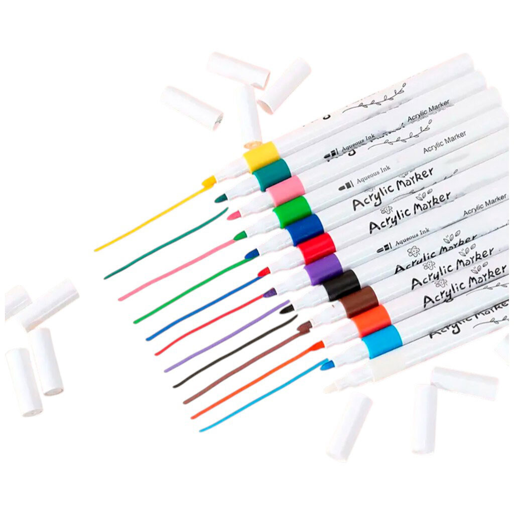 Набор маркеров для рисования акриловых, 12 шт. - № 2 Набор маркеров для рисования акриловых, 12 шт. - № 2