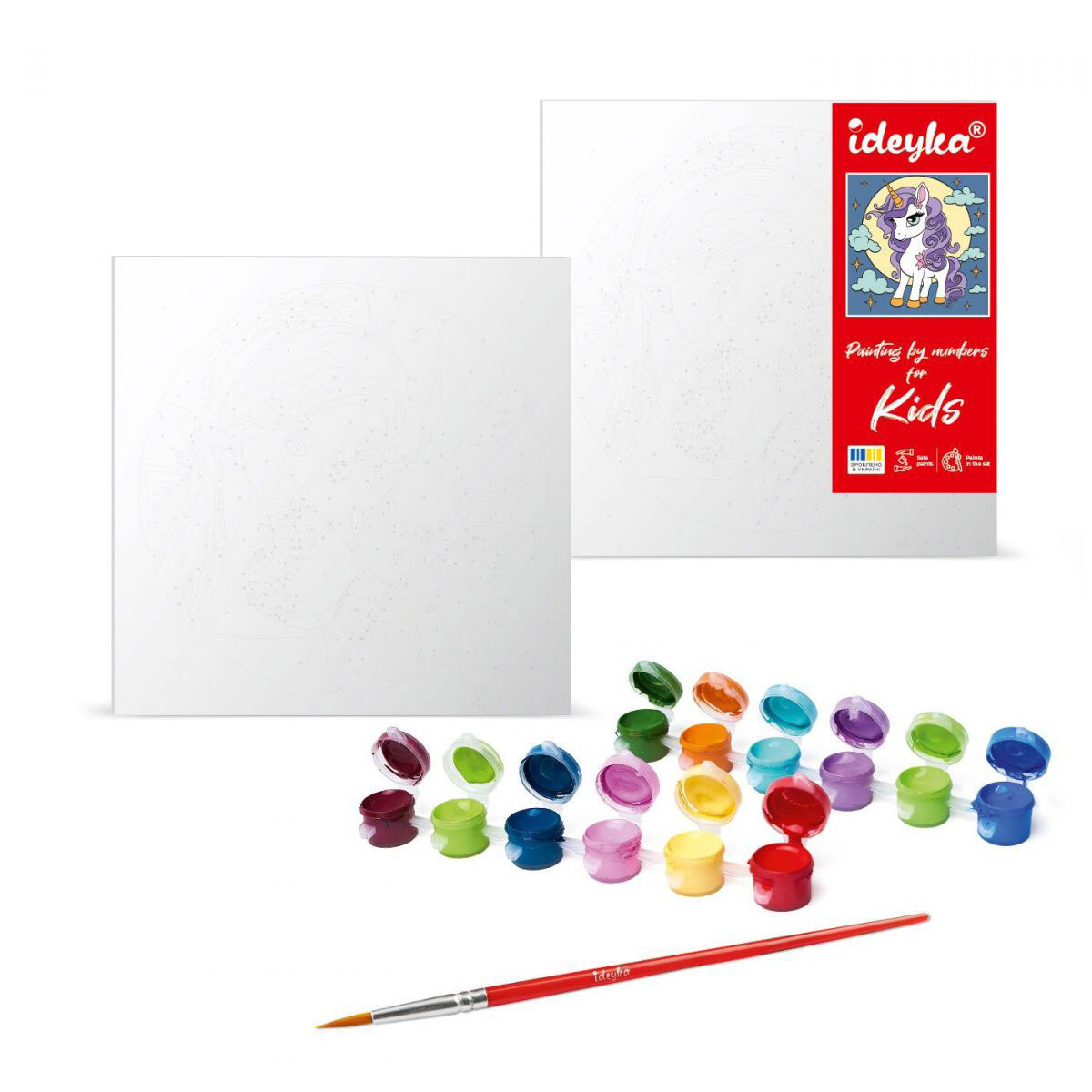 Набор для росписи по номерам для детей "Лев на машине", 25х25см, Ідейка - № 2 Набор для росписи по номерам для детей "Лев на машине", 25х25см, Ідейка - № 2