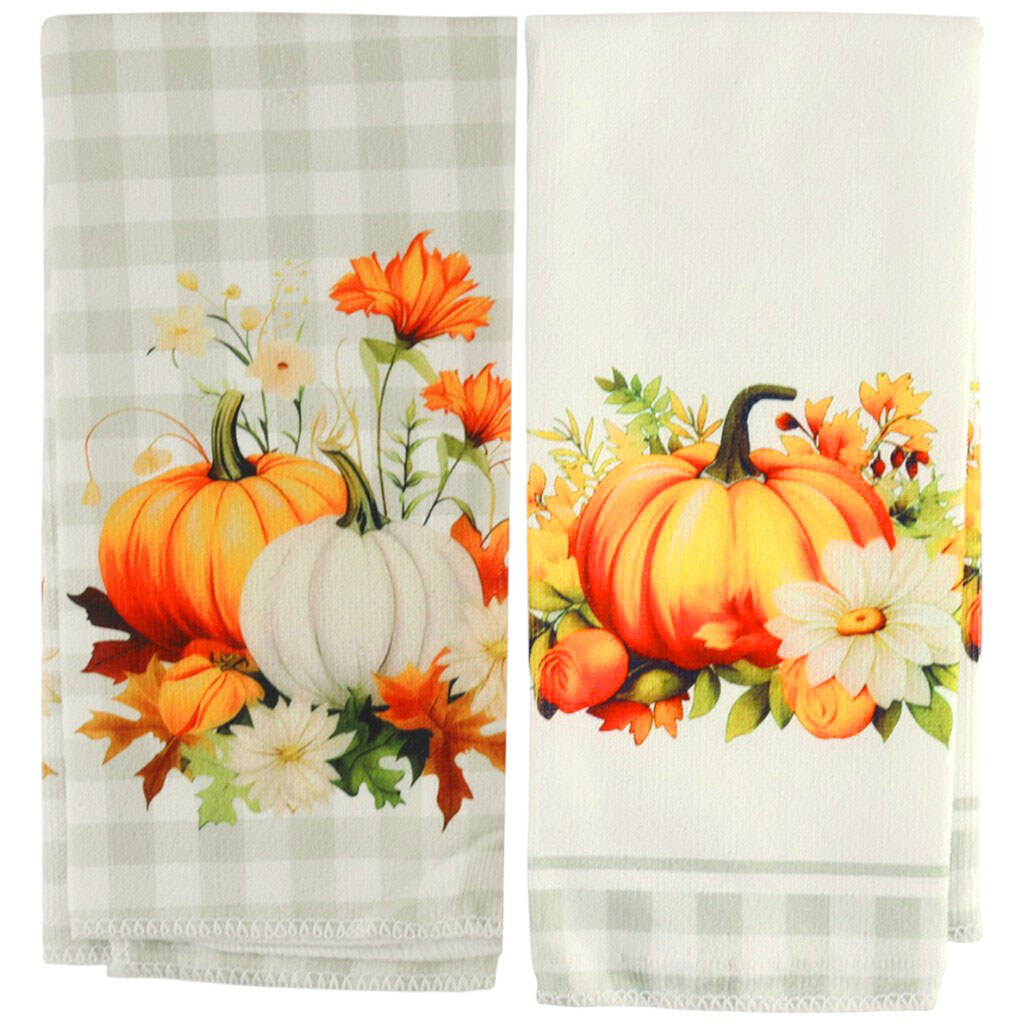 Набор кухонных полотенец микрофибра с осенним принтом, 40х60 см, 2 шт. - № 1 Набор кухонных полотенец микрофибра с осенним принтом, 40х60 см, 2 шт. - № 1
