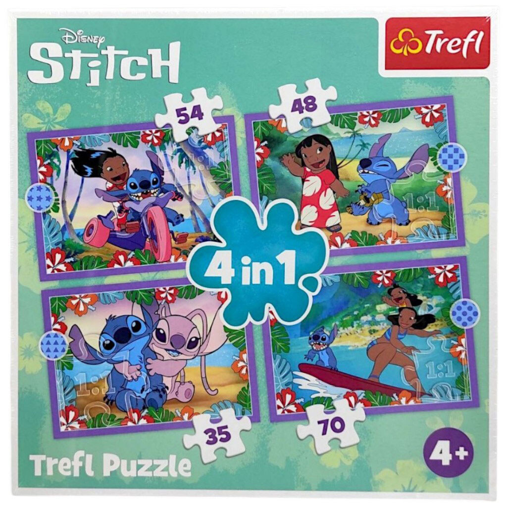 Пазлы, 4в1, "Безумный день Лило и Стича", Trefl - № 1 Пазлы, 4в1, "Безумный день Лило и Стича", Trefl - № 1