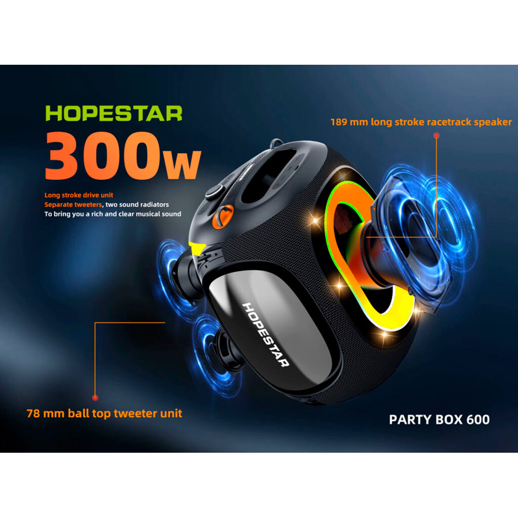 Портативная колонка Hopestar Party Box 600, Черный - № 4 Портативная колонка Hopestar Party Box 600, Черный - № 4