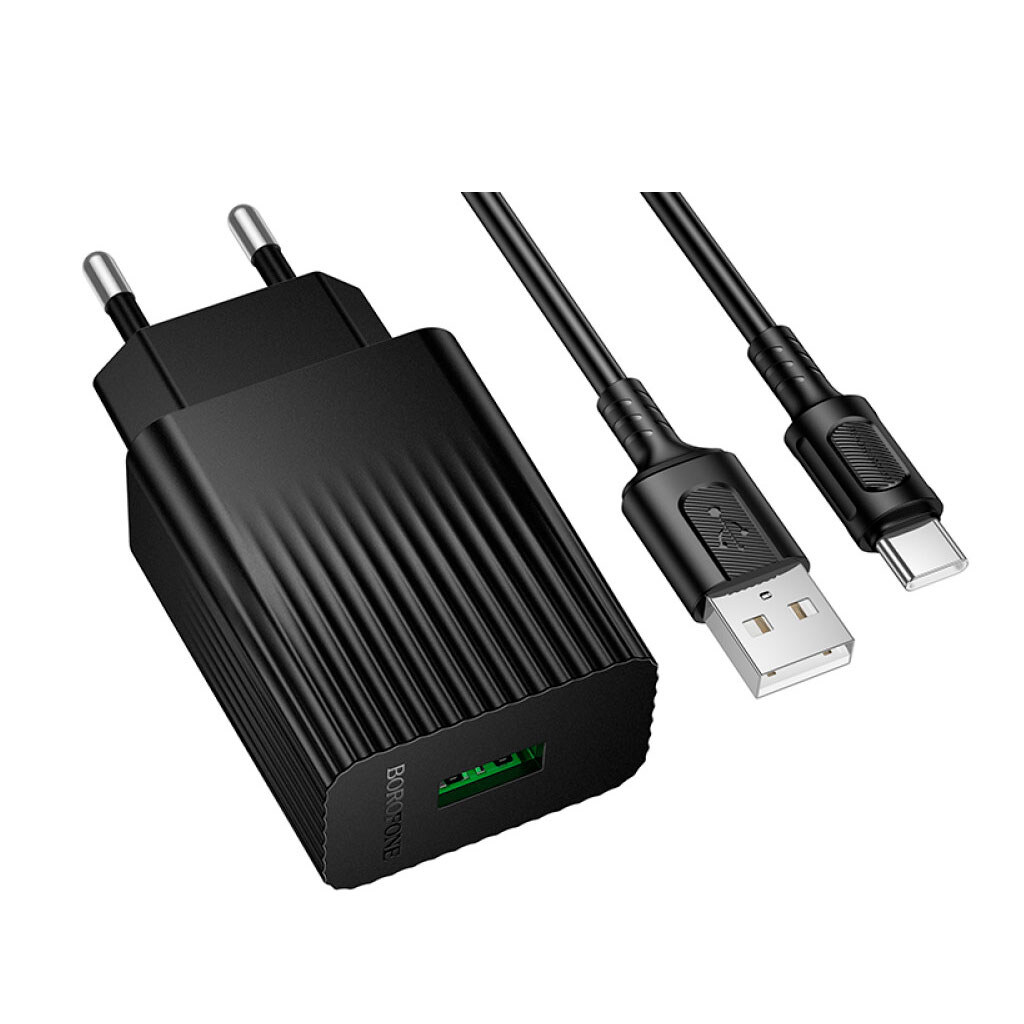 СЗУ Borofone BAS72A Source, С кабелем, Type-C, Черный - № 1 СЗУ Borofone BAS72A Source, С кабелем, Type-C, Черный - № 1