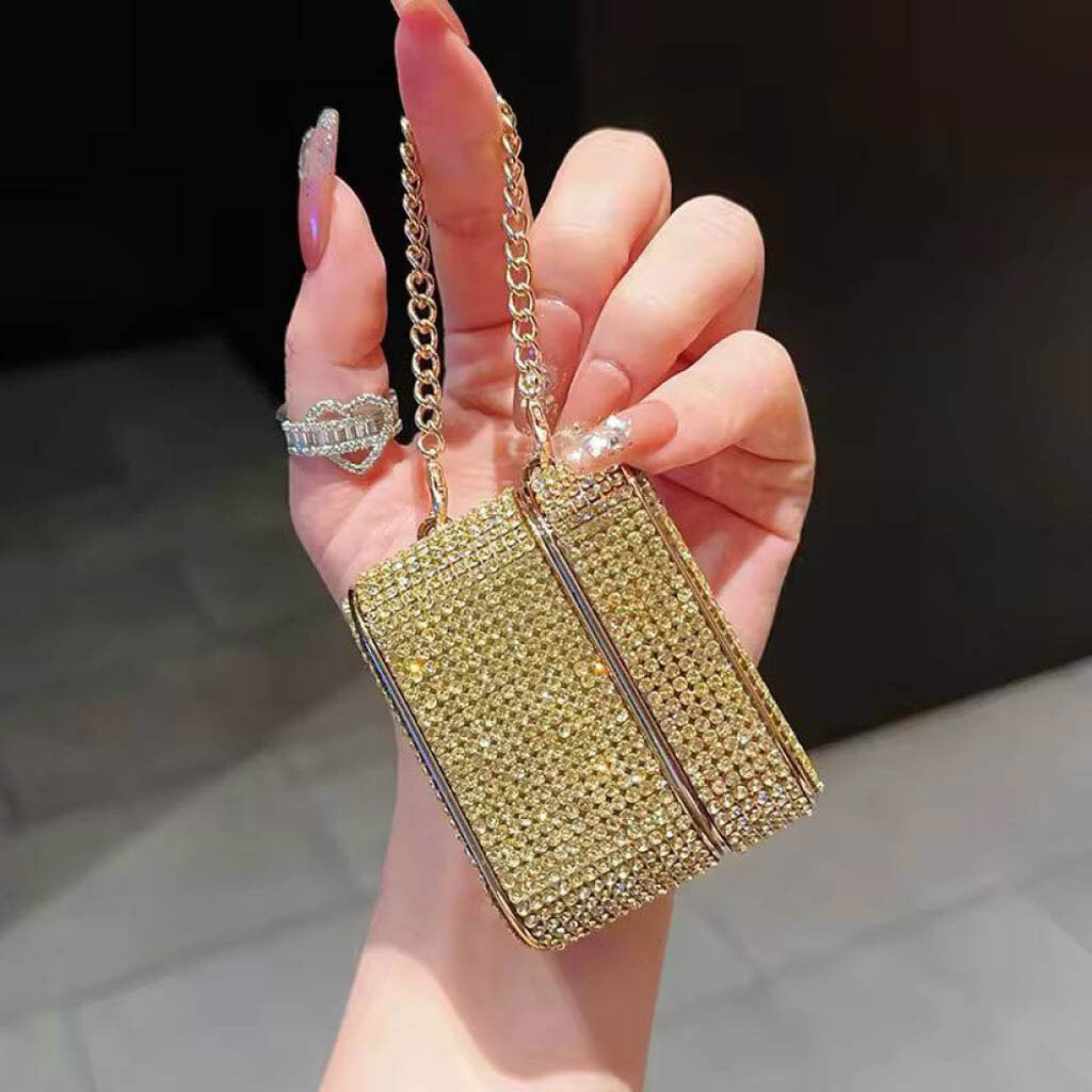 Чехол (накладка) Apple AirPods / AirPods 2, Luxury Sparkling Diamond, Золотой - № 4 Чехол (накладка) Apple AirPods / AirPods 2, Luxury Sparkling Diamond, Золотой - № 4