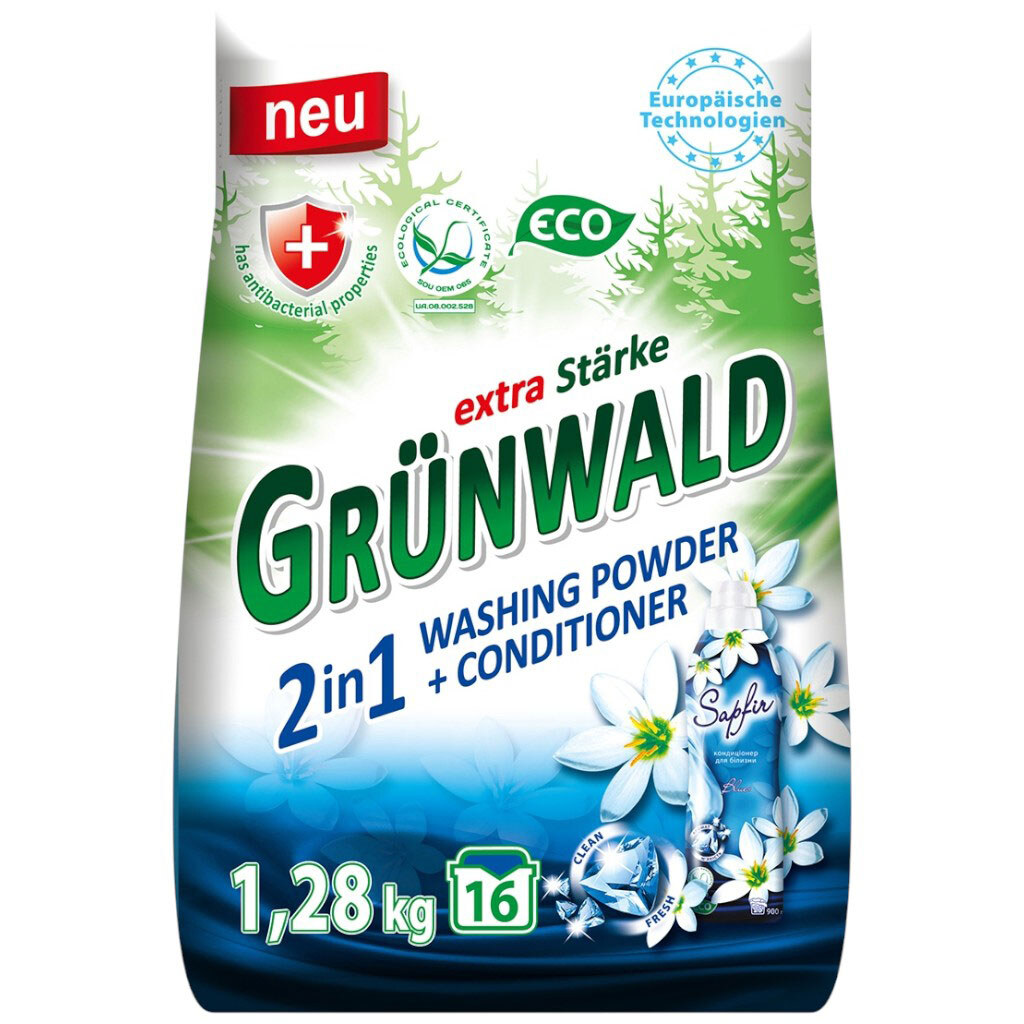 Порошок пральний безфосфатний універсальний Grunwald, 2в1, 1,28 кг - № 1 Порошок пральний безфосфатний універсальний Grunwald, 2в1, 1,28 кг - № 1