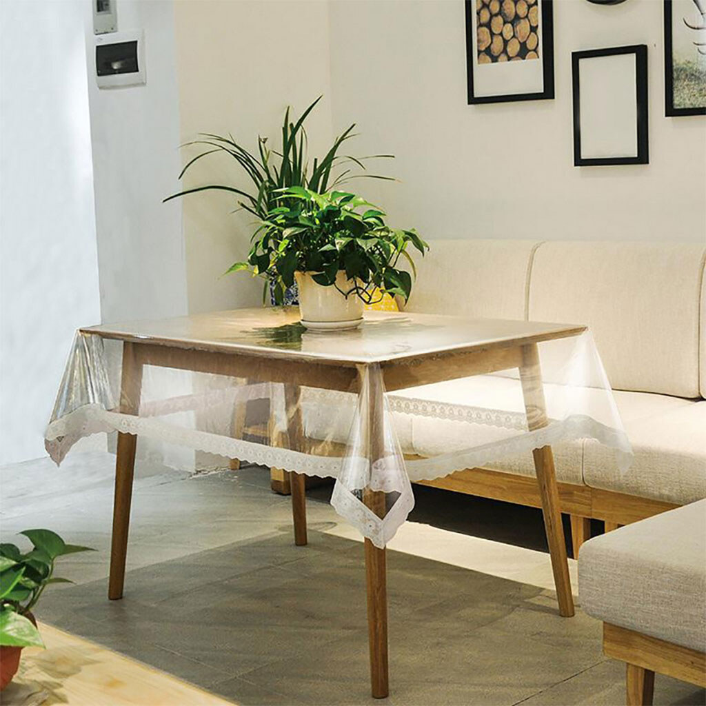 Скатерть для стола ЭВА прямоугольная прозрачная с кружевным краем, 120х150 см - № 3 Скатерть для стола ЭВА прямоугольная прозрачная с кружевным краем, 120х150 см - № 3