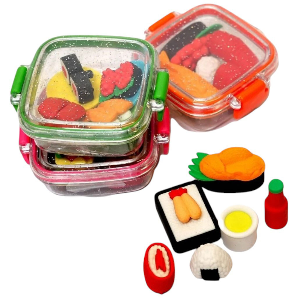 Набір гумок канцелярських "Суші" в контейнері - № 3 Набір гумок канцелярських "Суші" в контейнері - № 3